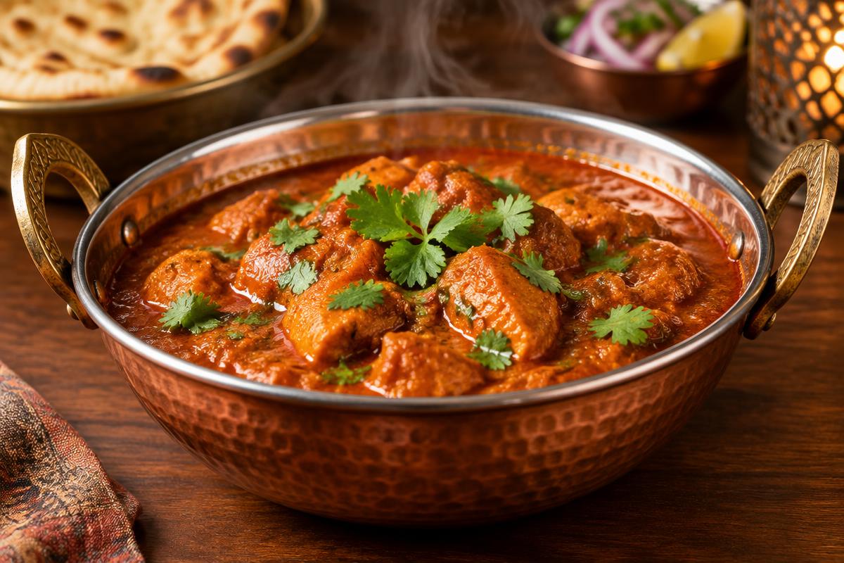 Freshly prepared Indian balti curry